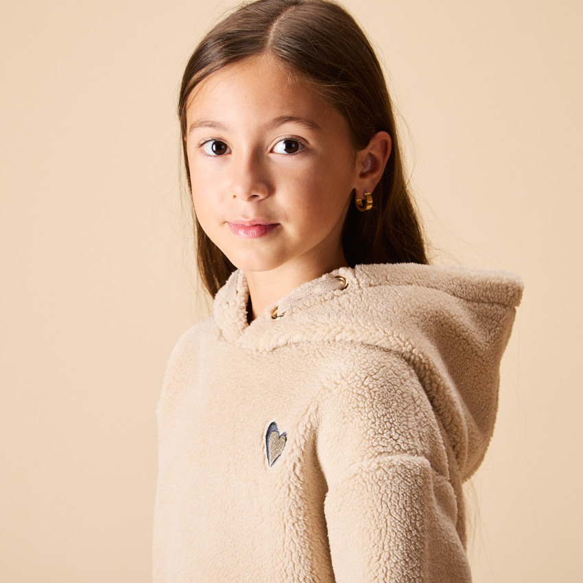 Vestido de manga larga en sherpa efecto oveja para niña 