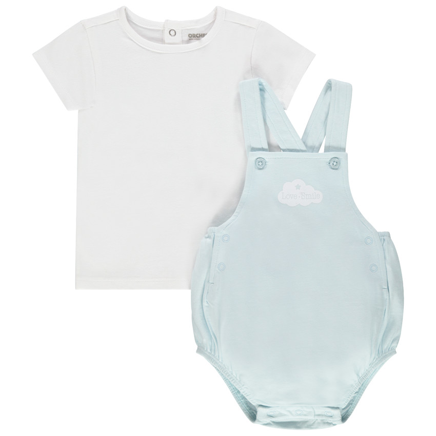 Conjunto camiseta manga corta y peto azul 