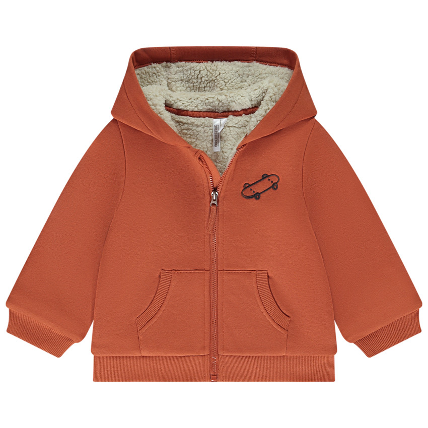 Chaleco con capucha y bordado de skate para bebé niño 