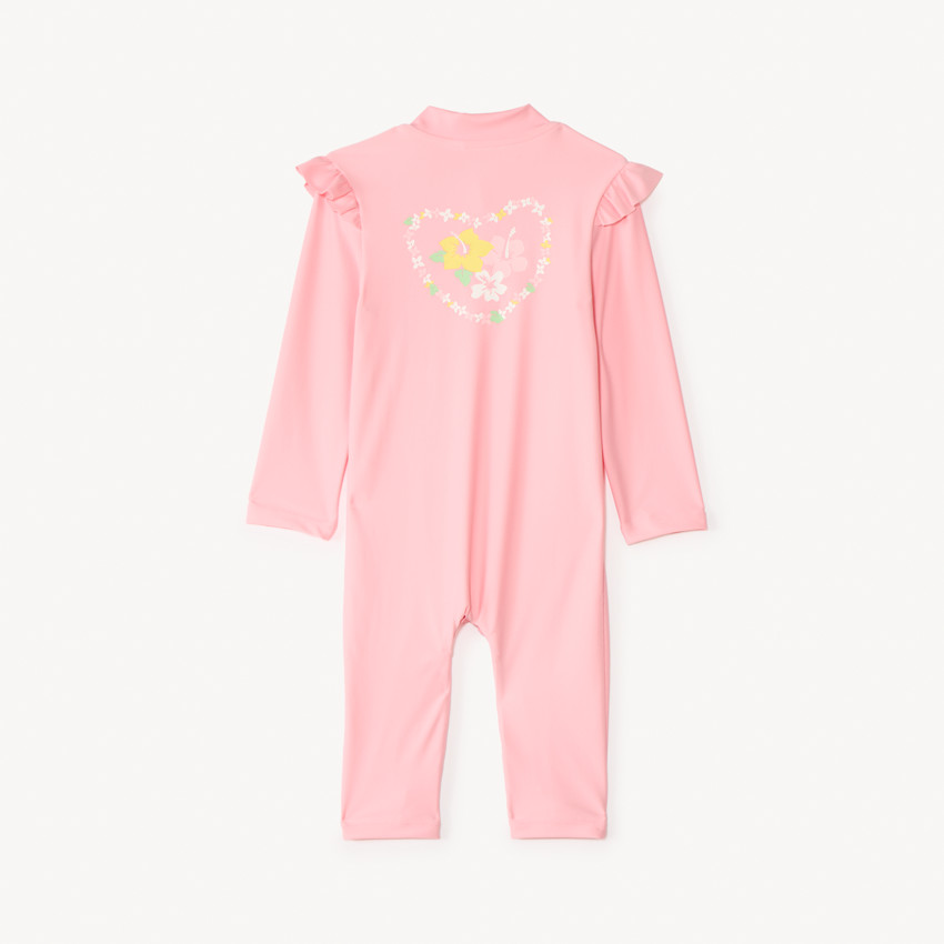 Combinaison de baño anti-UV rosa para niña bebé 