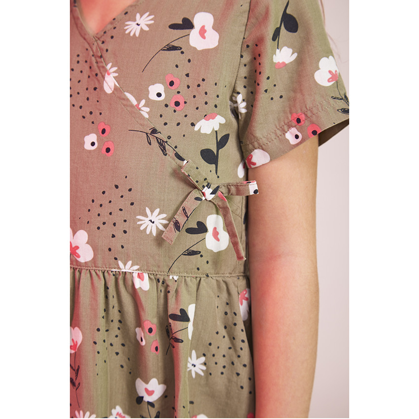 Robe patineuse manches courtes avec imprimé floral pour fille 