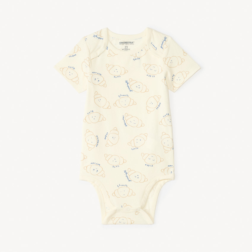 Lote de 3 bodies de manga corta con estampado de lunas para bebé niño (aperturas diferentes según la edad) 