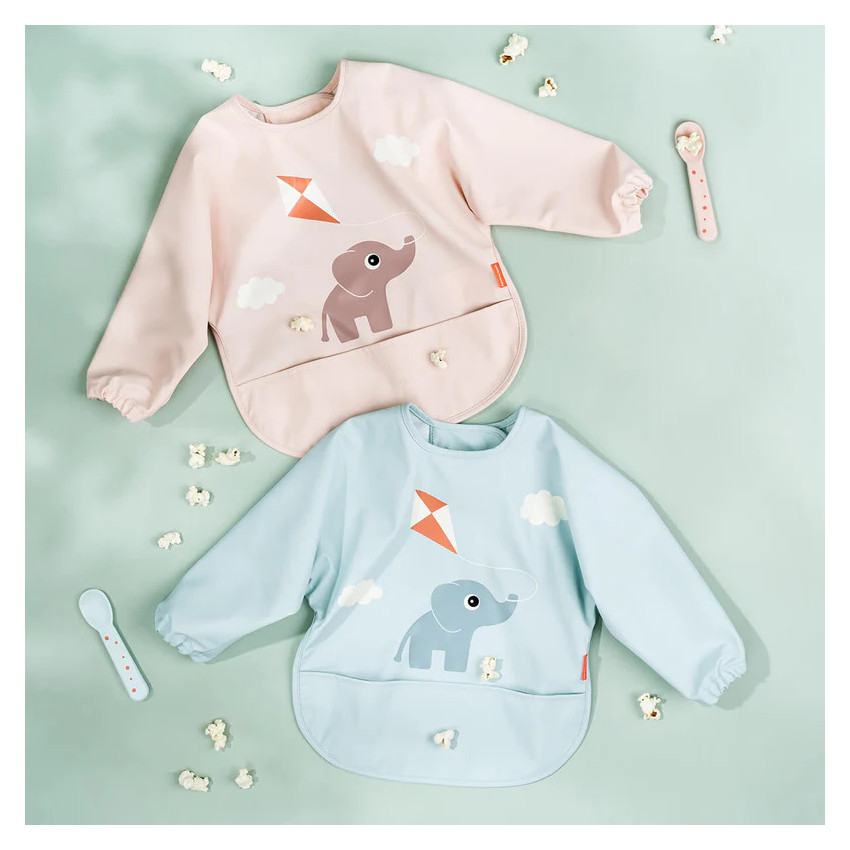 Babero tipo pelele con mangas y bolsillo Playground azul 