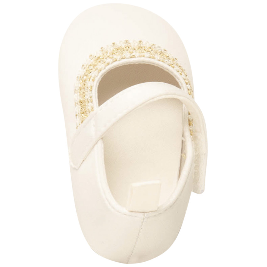 Merceditas de satén de ceremonia con bordado para bebé niña 