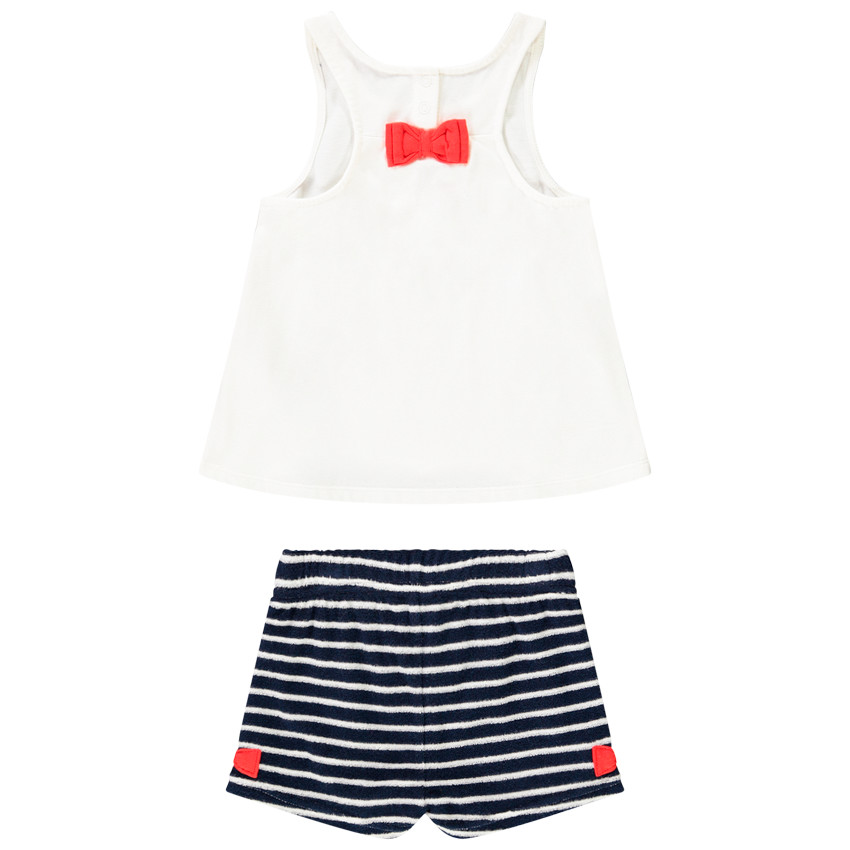 Conjunto de playa tirantes + short de felpa para bebé niña 