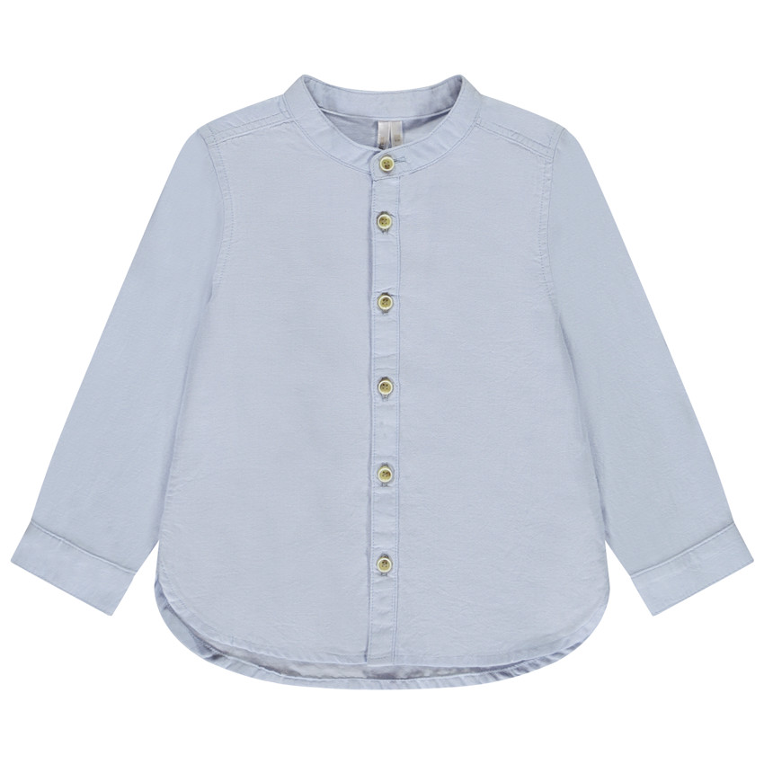 Camisa de manga larga unicolor con cuello mao para bebé niño 