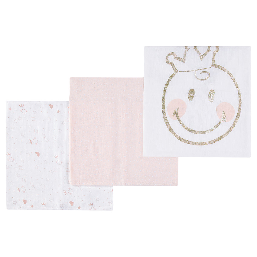 Juego de 3 muselinas de Tetra con motivo Smiley Girl 