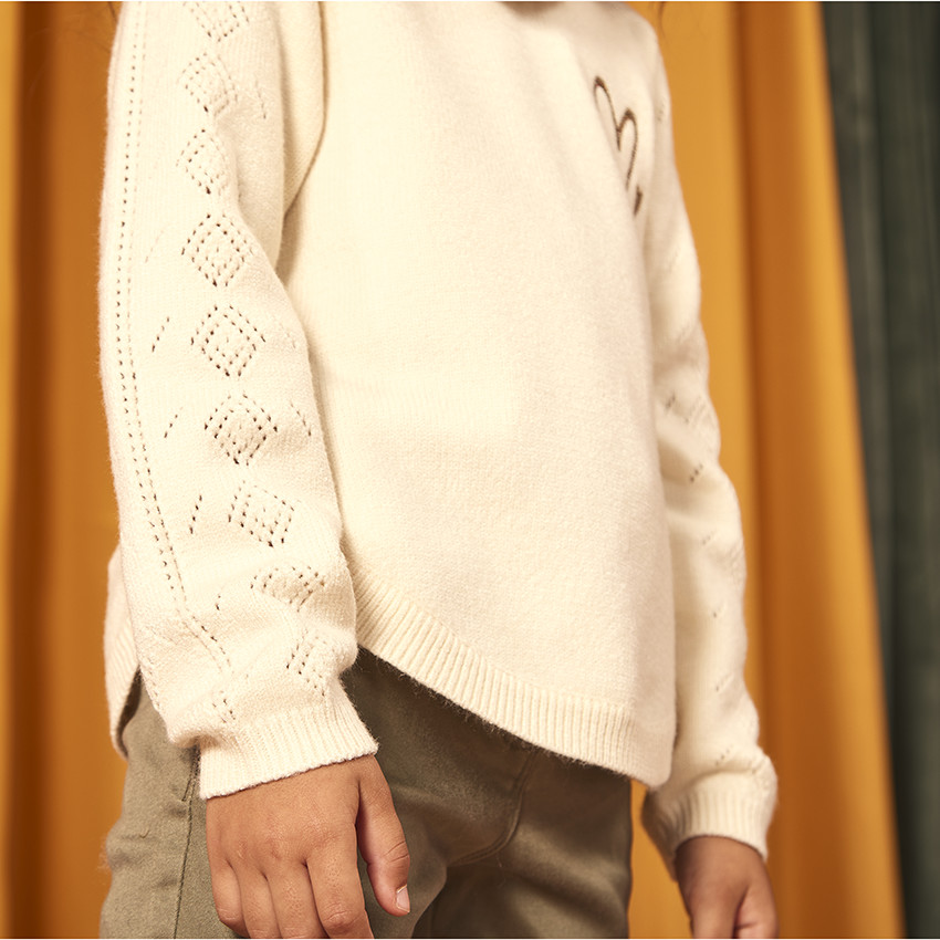 Suéter de punto con bordado para niña 