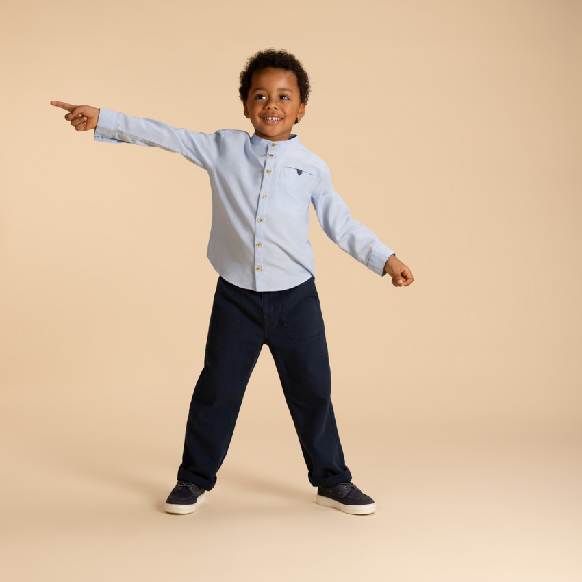 Chemise manches longues unie à col mao pour garçon 