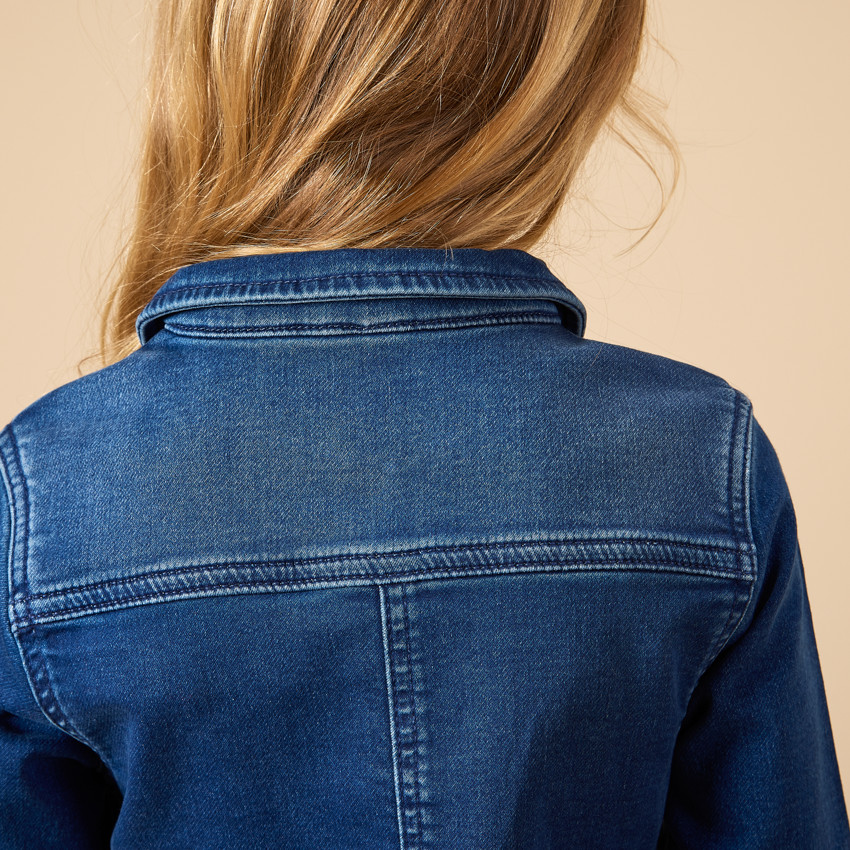 Vestido de niña de manga larga estilo camisa efecto denim  Additional Vestido de niña de manga larga estilo camisa efecto denim