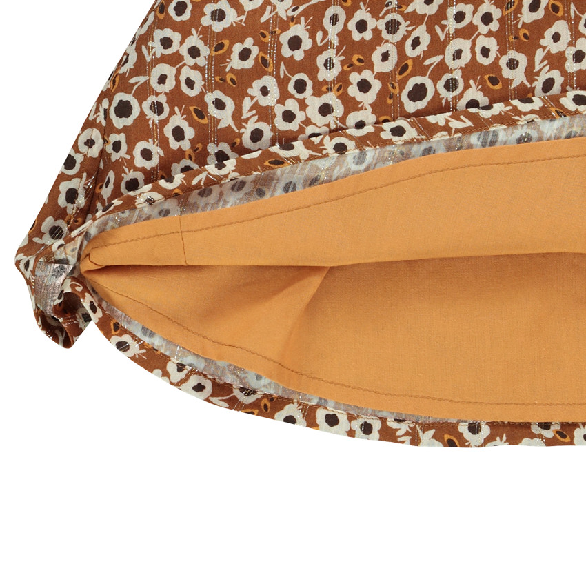 Falda corta en gasa de viscosa con estampado floral para niña 