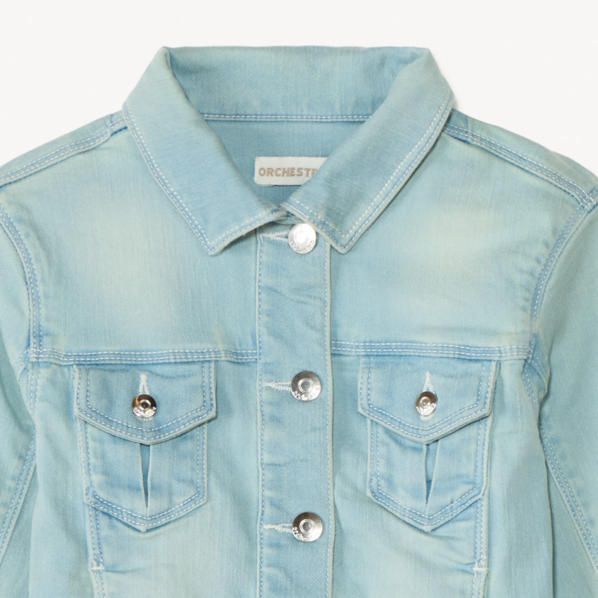 Chaqueta efecto vaquero con bolsillos para niña 