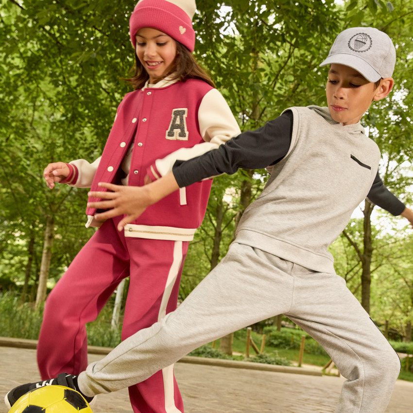 Jogging large en molleton avec bandes latérales pour fille 