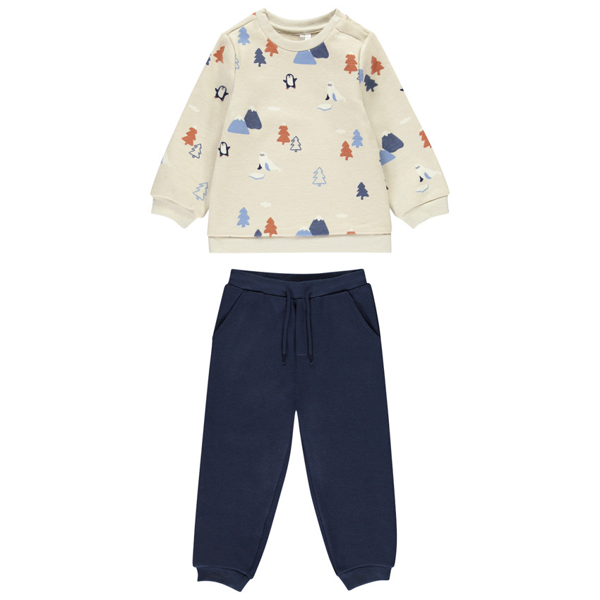 Conjunto de chándal de felpa estampado Ártico para bebé niño 