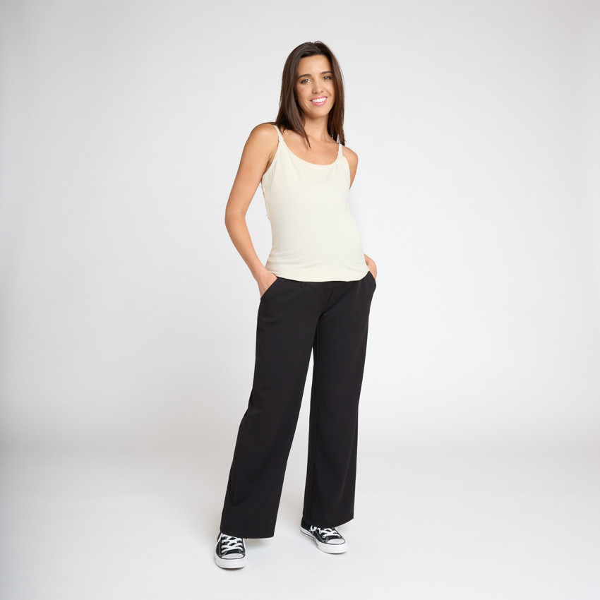 Pantalón premamá liso con banda alta 