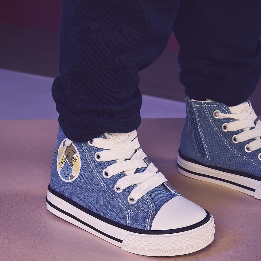 Botas altas de lona efecto vaquero con cremallera para bebé niño 