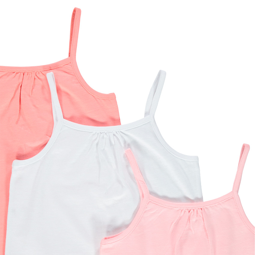 Juego de 3 camisetas lisas de tirantes finos de algodón orgánico 