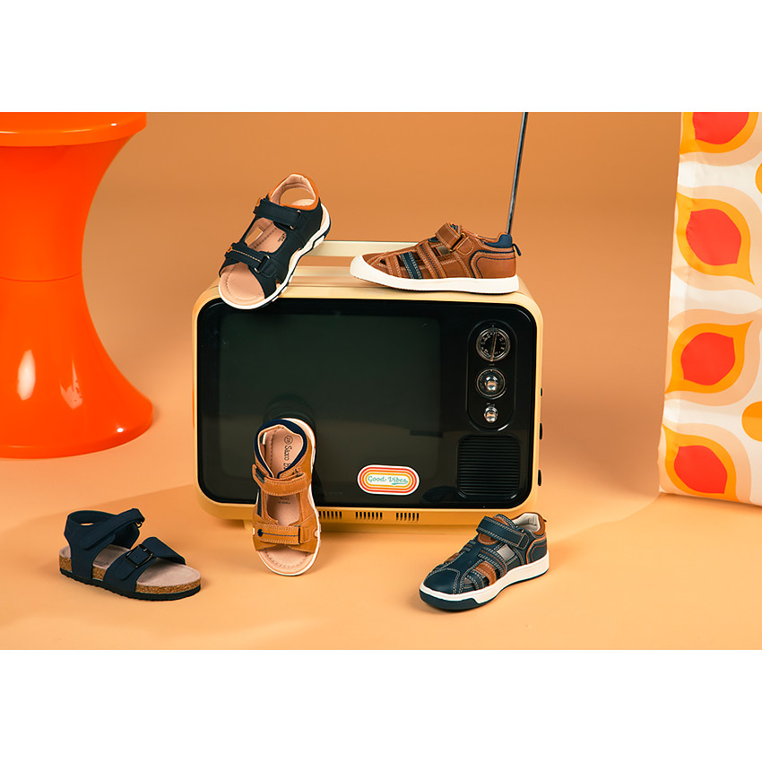 Sandalias de velcro efecto cuero para niño 