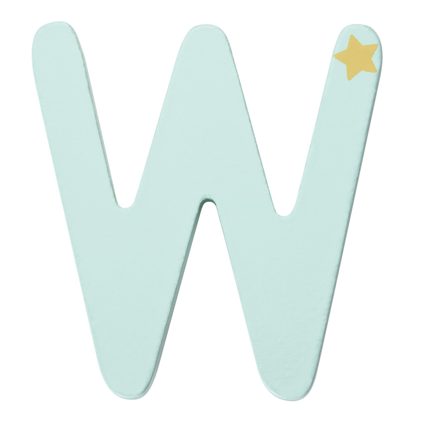 Letra decorativa de madera W 