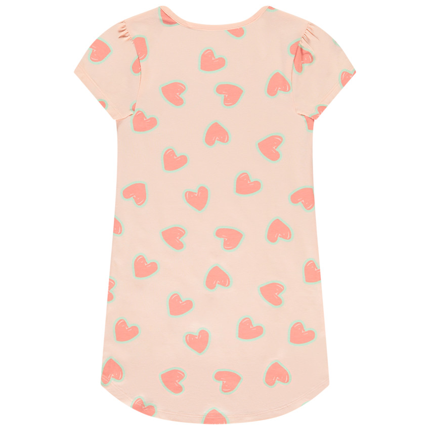 Camisón de jersey con estampado de corazones para niña 