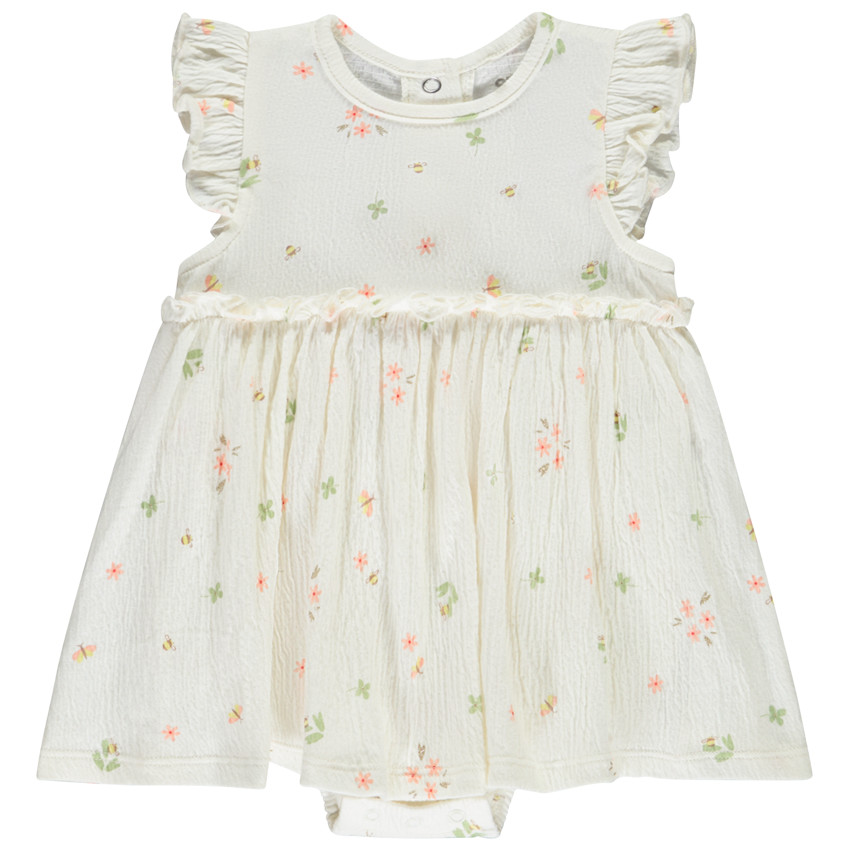 Vestido body efecto 2 en 1 con mangas cortas de fantasía para niña 