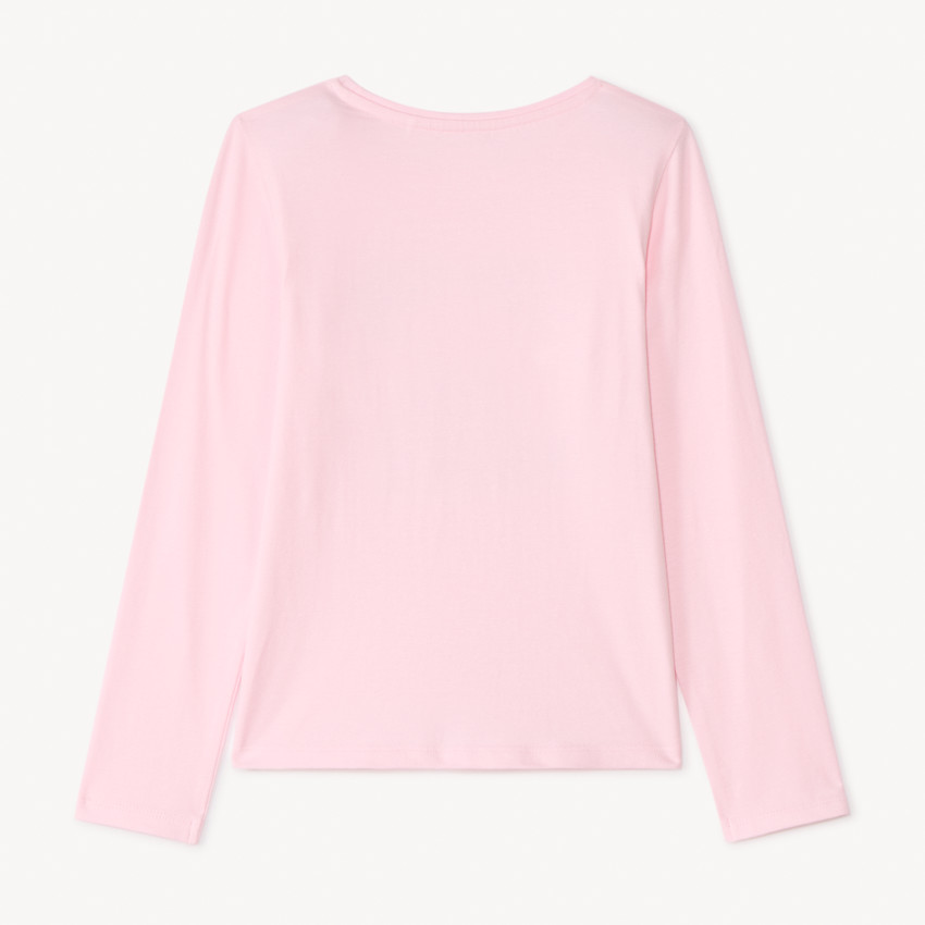 Camiseta de manga larga con estampado brillante para niña. 