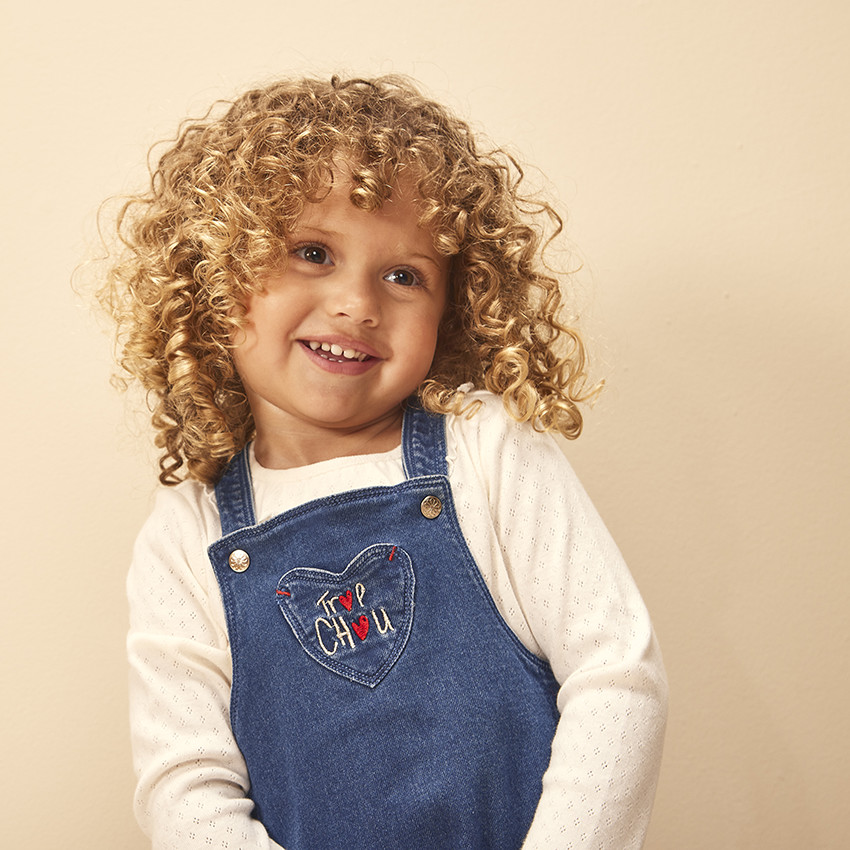 Robe à bretelles effet jean pour bébé fille 