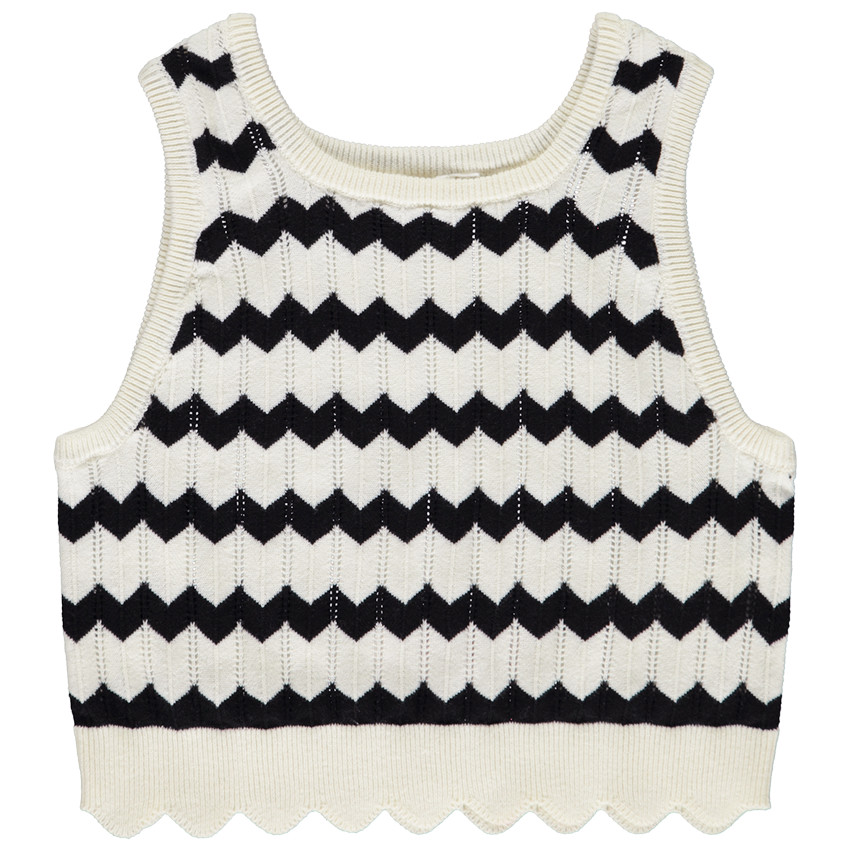 Camiseta sin mangas de punto calado para niña 