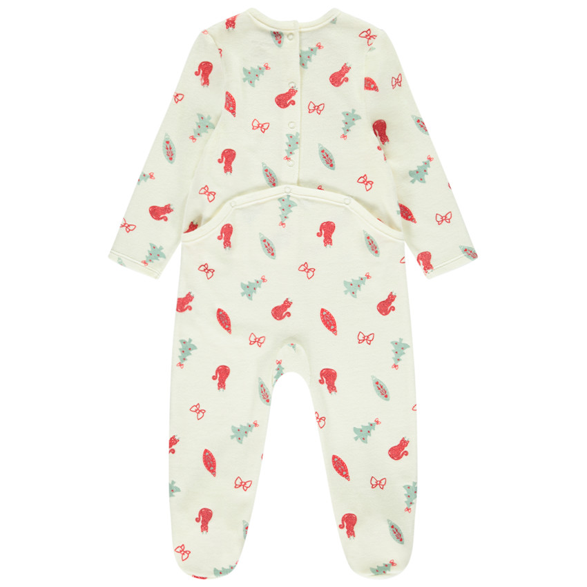 Pelele de terciopelo estampado fantasía sapin para bebé con diferentes aperturas según la edad 