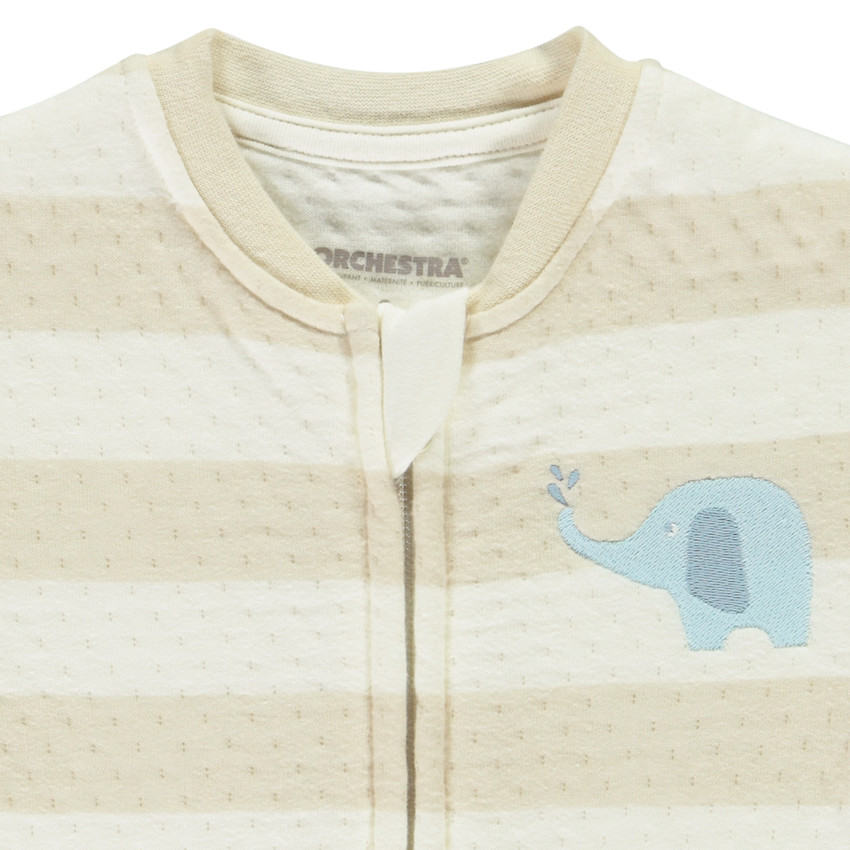 Combinaison larga a rayas con bordado de elefante para bebé 