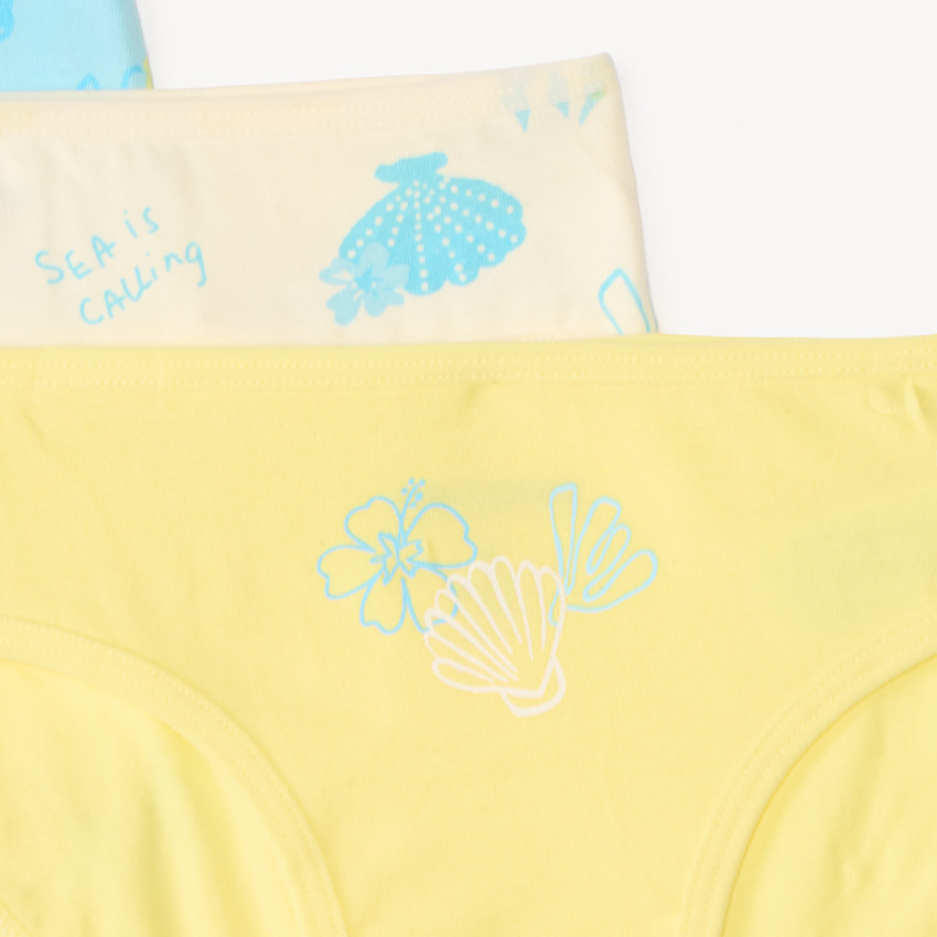 Lote de 7 bragas con estampado de playa para niña. 