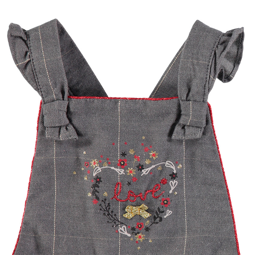 Peto largo con grandes cuadros y forro de punto  Additional Peto largo con grandes cuadros y forro de punto