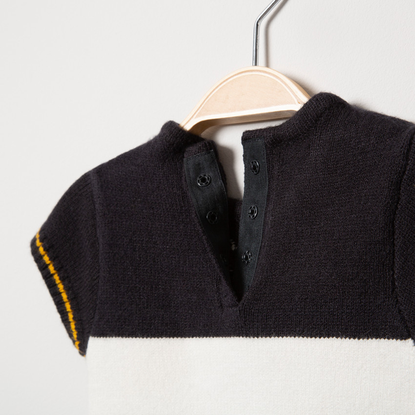 Vestido de manga corta de punto con motivo de ratón y rayas  Additional Vestido de manga corta de punto con motivo de ratón y rayas