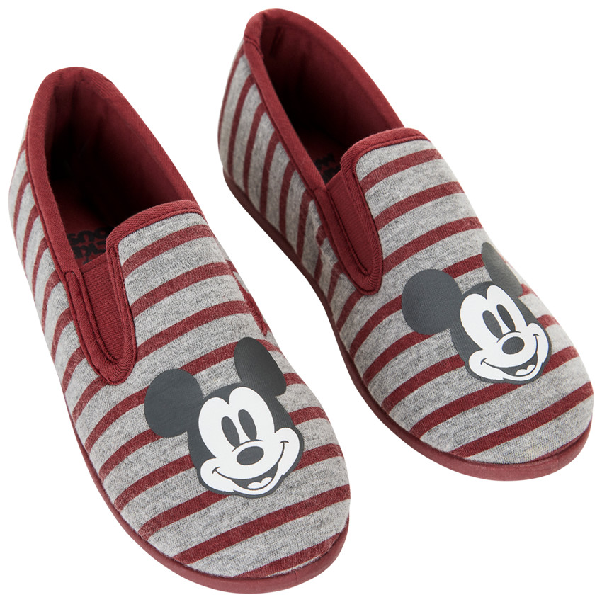 Zapatillas bajas grises jaspeadas con rayas y estampado de Mickey Disney para niño 