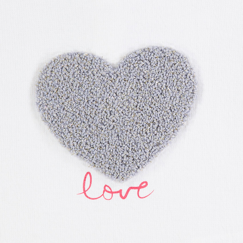 Camiseta de punto de manga larga con corazón de rizo 