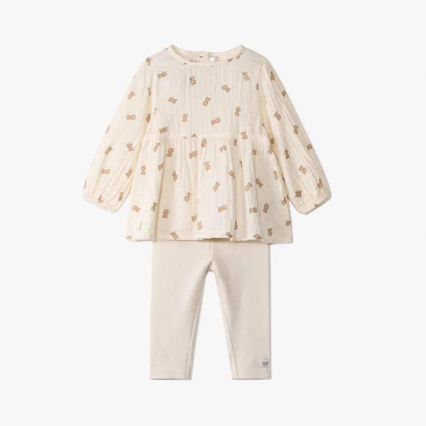 Conjunto de 2 piezas con estampado de ositos para bebé niña 