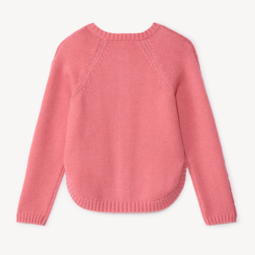 Chaqueta de manga larga de punto trenzado liso para niña 