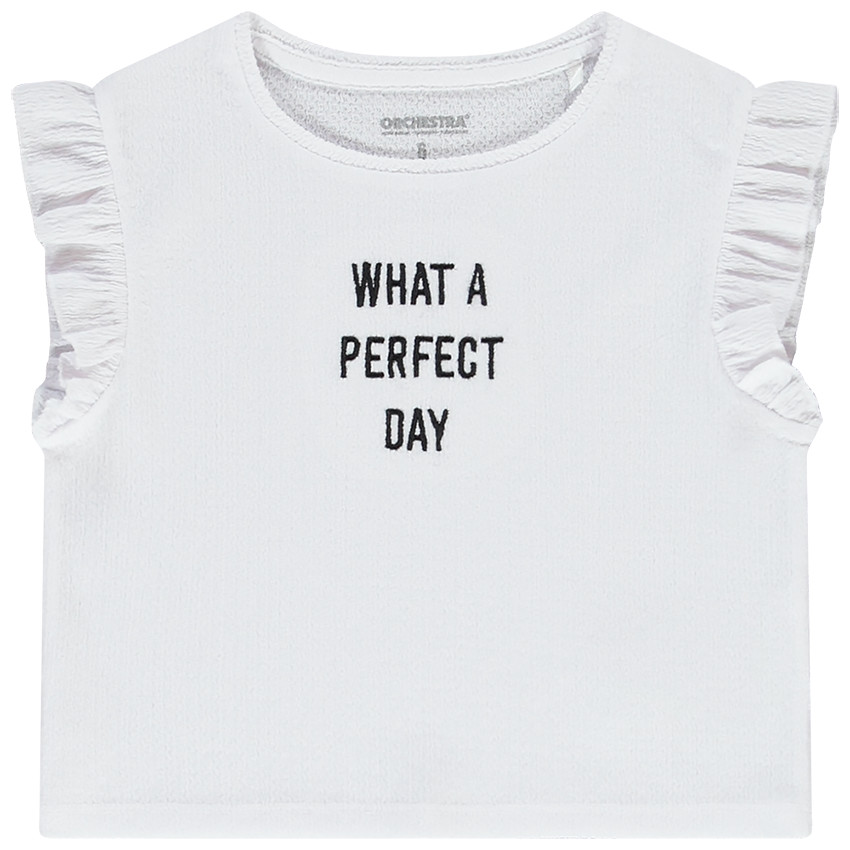 T-shirt manches courtes forme boîte effet crépon et brodé pour fille  Additional T-shirt manches courtes forme boîte effet crépon et brodé pour fille