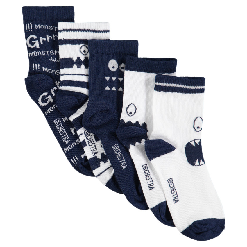 Pack de 5 pares de calcetines con monstruos en jacquard 