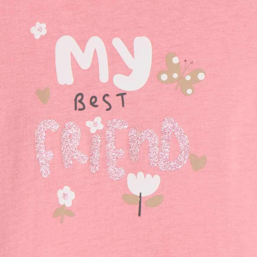 Camiseta de manga larga con print brillante para niña bebé 