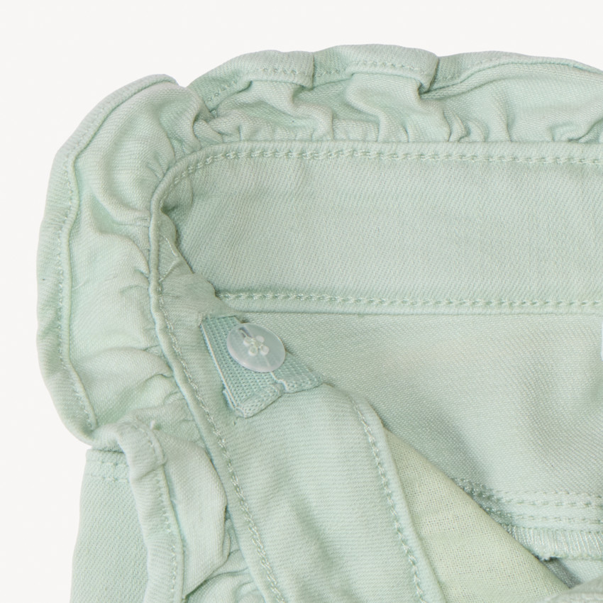 Pantalón paperbag liso con lazo para niña 