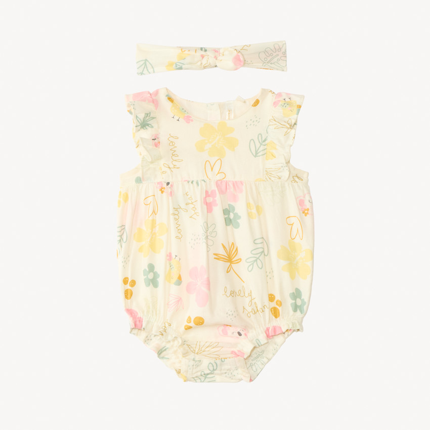 Conjunto corto estampado de koala + diadema anudada niña 