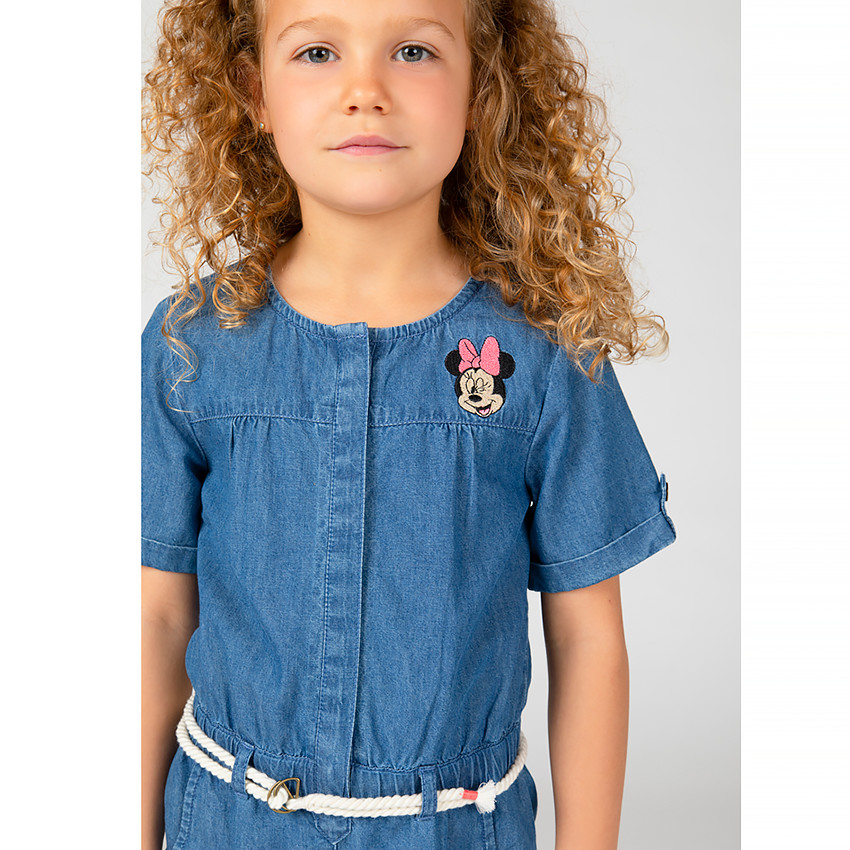 Combishort en denim broderies Minnie (Disney) pour fille 