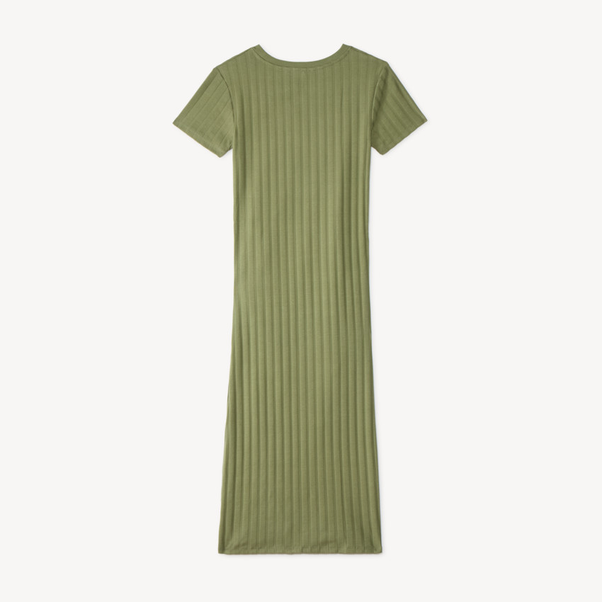 Vestido largo de manga corta de punto acanalado para mujer embarazada. 