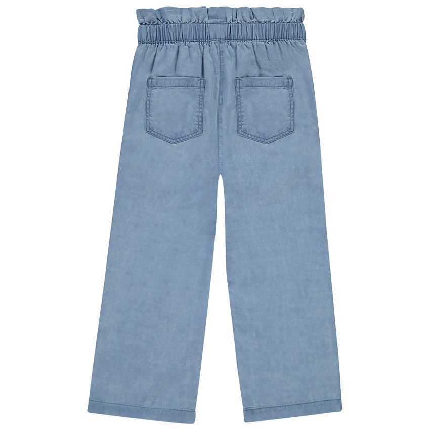 Pantalón ancho liso efecto anudado para niña 