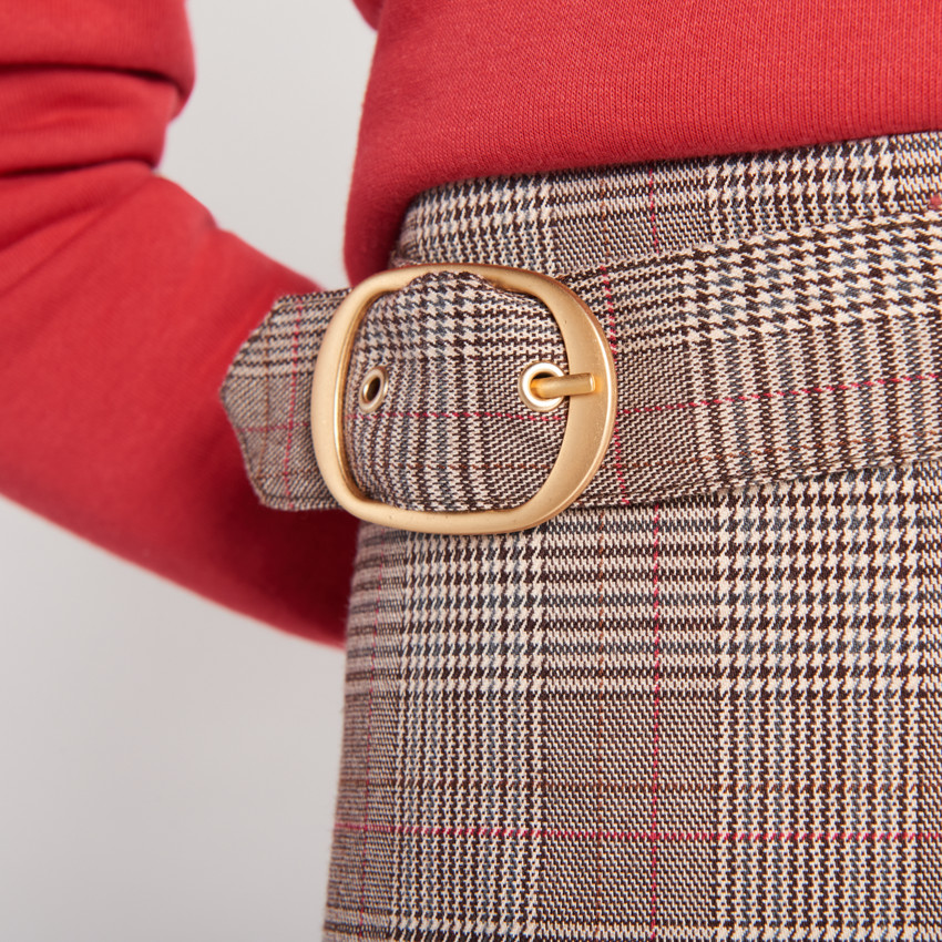 Jupe courte milano à carreaux et boucle pour fille 