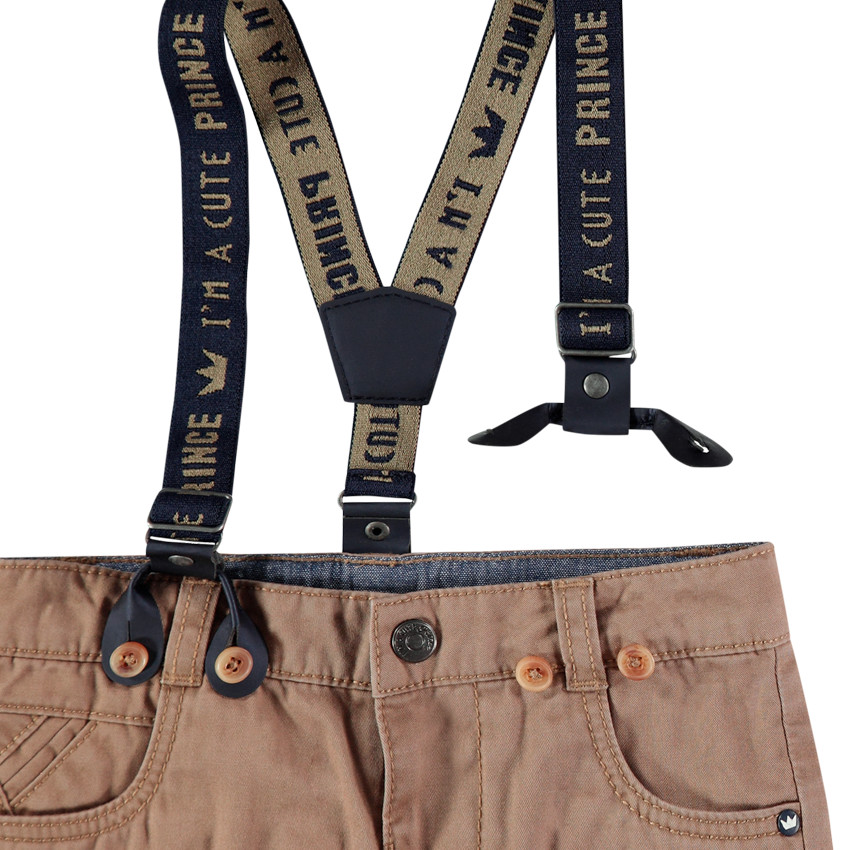 Pantalon en toile à bretelles ajustables amovibles 