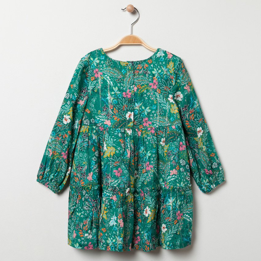 Vestido de manga larga verde con estampado de flores  Additional Vestido de manga larga verde con estampado de flores