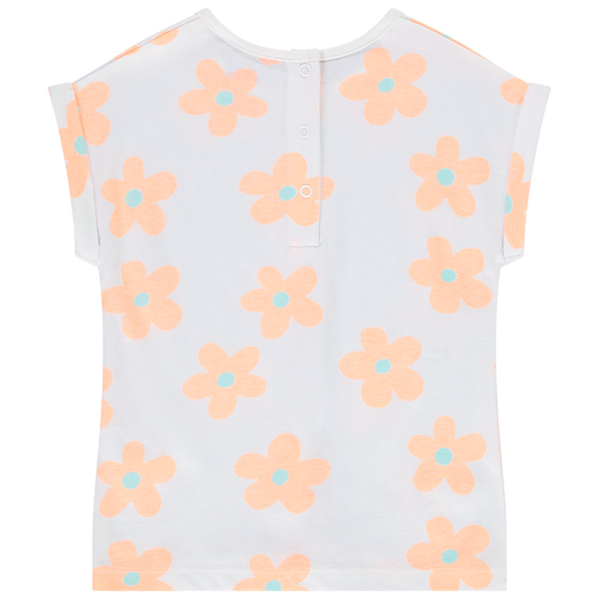 Camiseta de manga corta con efecto nudo y estampado de flores para bebé niña 