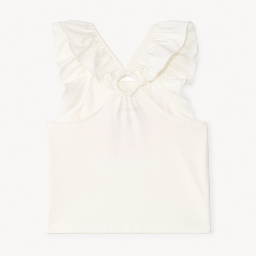 Camiseta sin mangas corta con volantes y espalda nadadora para niña 